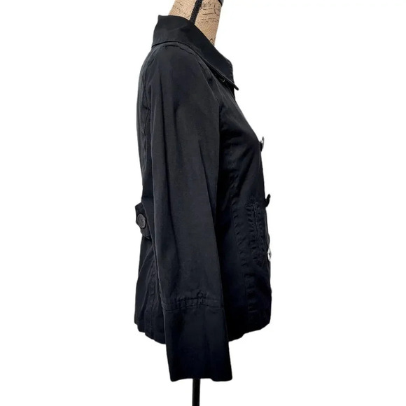 Twenty One Women's Double Breasted Cotton Snap Button Pea Coat Size Medium Black - Picture 3 of 14